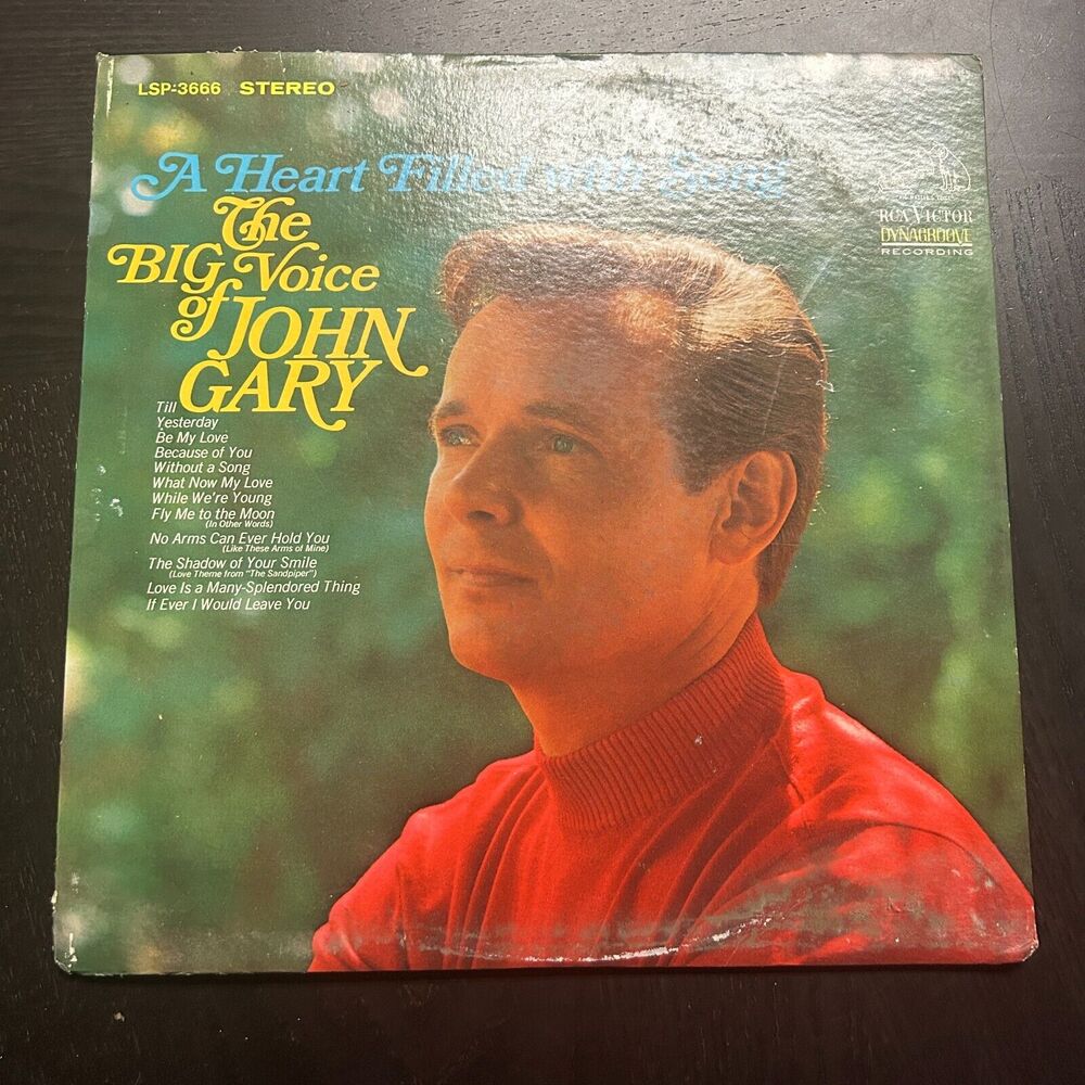 A HEART FILLED WITH SONG THE BIG VOICE OF JOHN GARY VINYL RECORD LP RCA